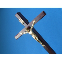 Krzyż drewniany ciemny brąz na ścianę 15,5 cm